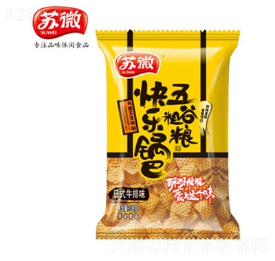 蘇微快樂(lè)五谷粗糧鍋巴日式牛排味膨化食品休閑小零食